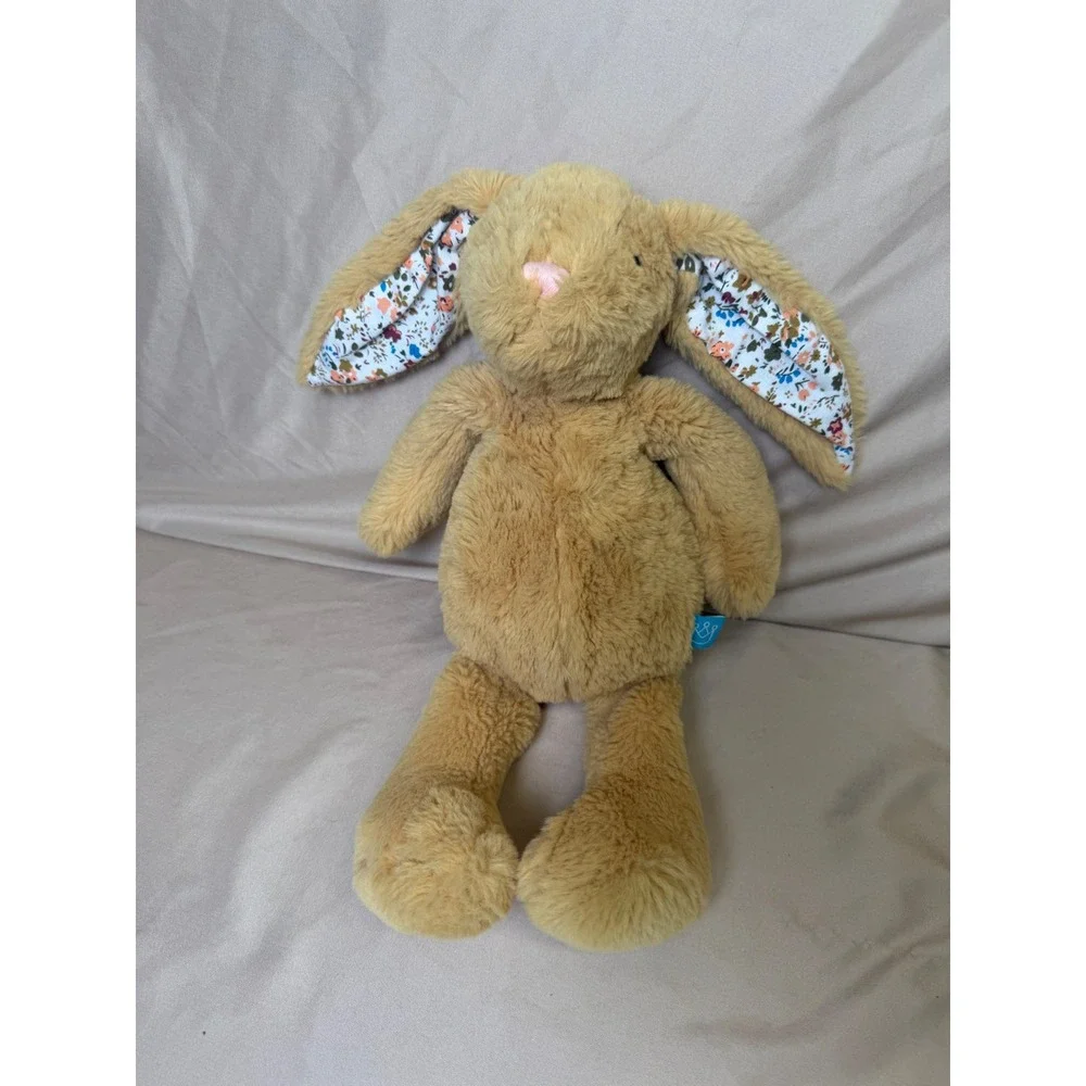Manhattan Toy Company Tan Bunny Rabbit Plush Floral Ears Stuffed Animal